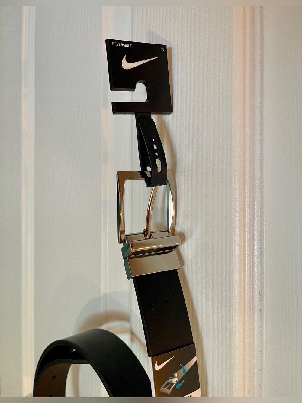 Nike Black/Brown Men’s Belt with Silver Buckle - Reversible Style